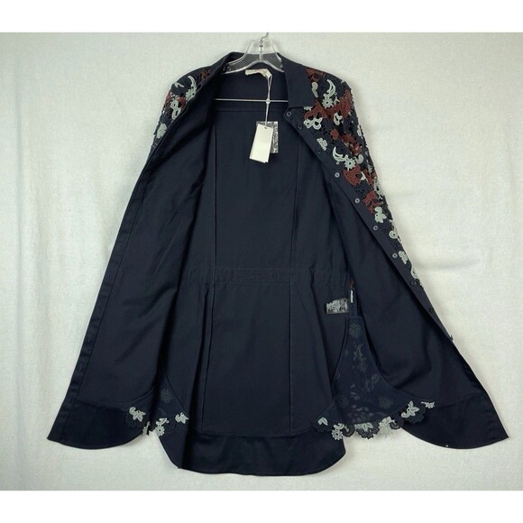 Tory Burch Womens 6 Shirt Dress Guipure Lace Floral Bittersweet Navy Elegant NEW - Picture 14 of 16